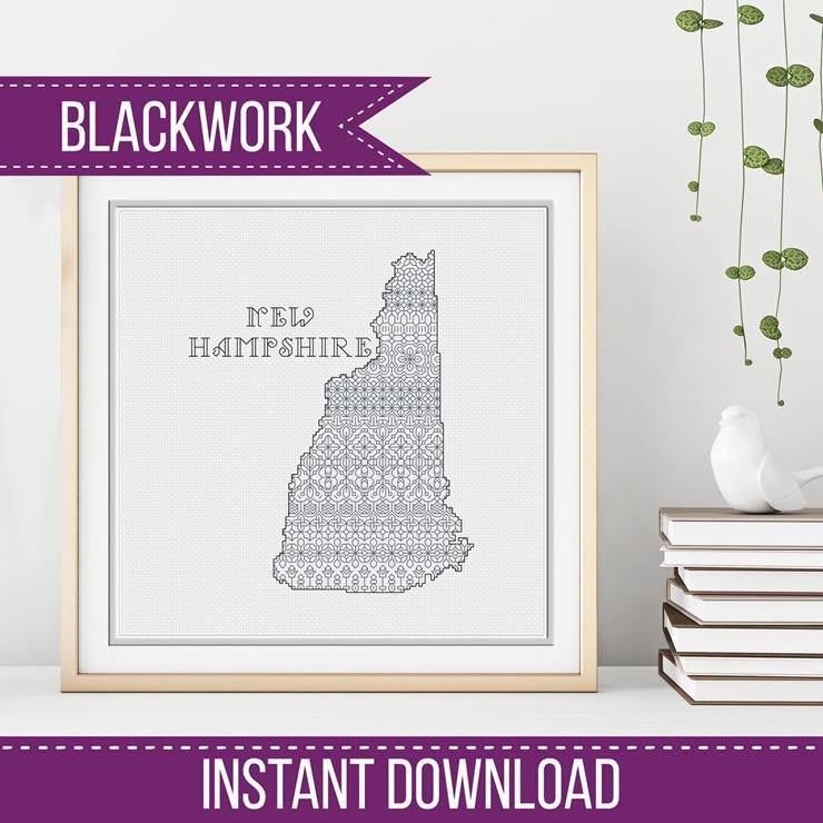 New Hampshire Blackwork - Blackwork Patterns & Cross Stitch by Peppermint Purple