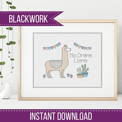No Drama Llama - Blackwork Patterns & Cross Stitch by Peppermint Purple