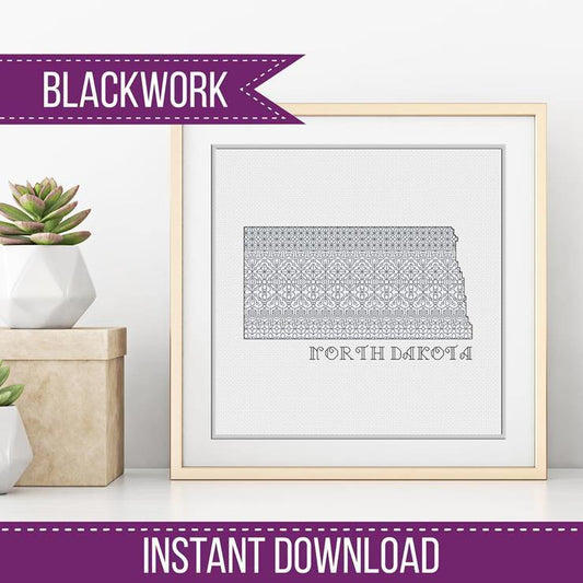 North Dakota Blackwork - Blackwork Patterns & Cross Stitch by Peppermint Purple