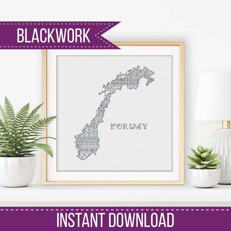 Norway Blackwork Pattern - Blackwork Patterns & Cross Stitch by Peppermint Purple