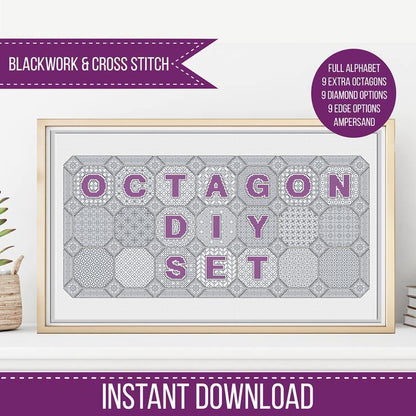 Octagon Design Set - Blackwork Patterns & Cross Stitch by Peppermint Purple