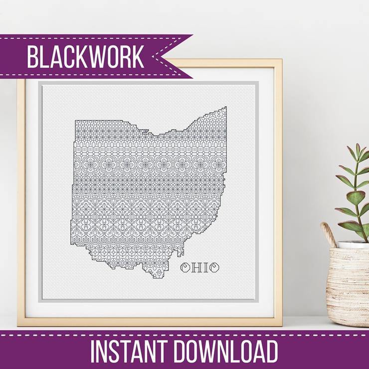 Ohio Blackwork - Blackwork Patterns & Cross Stitch by Peppermint Purple
