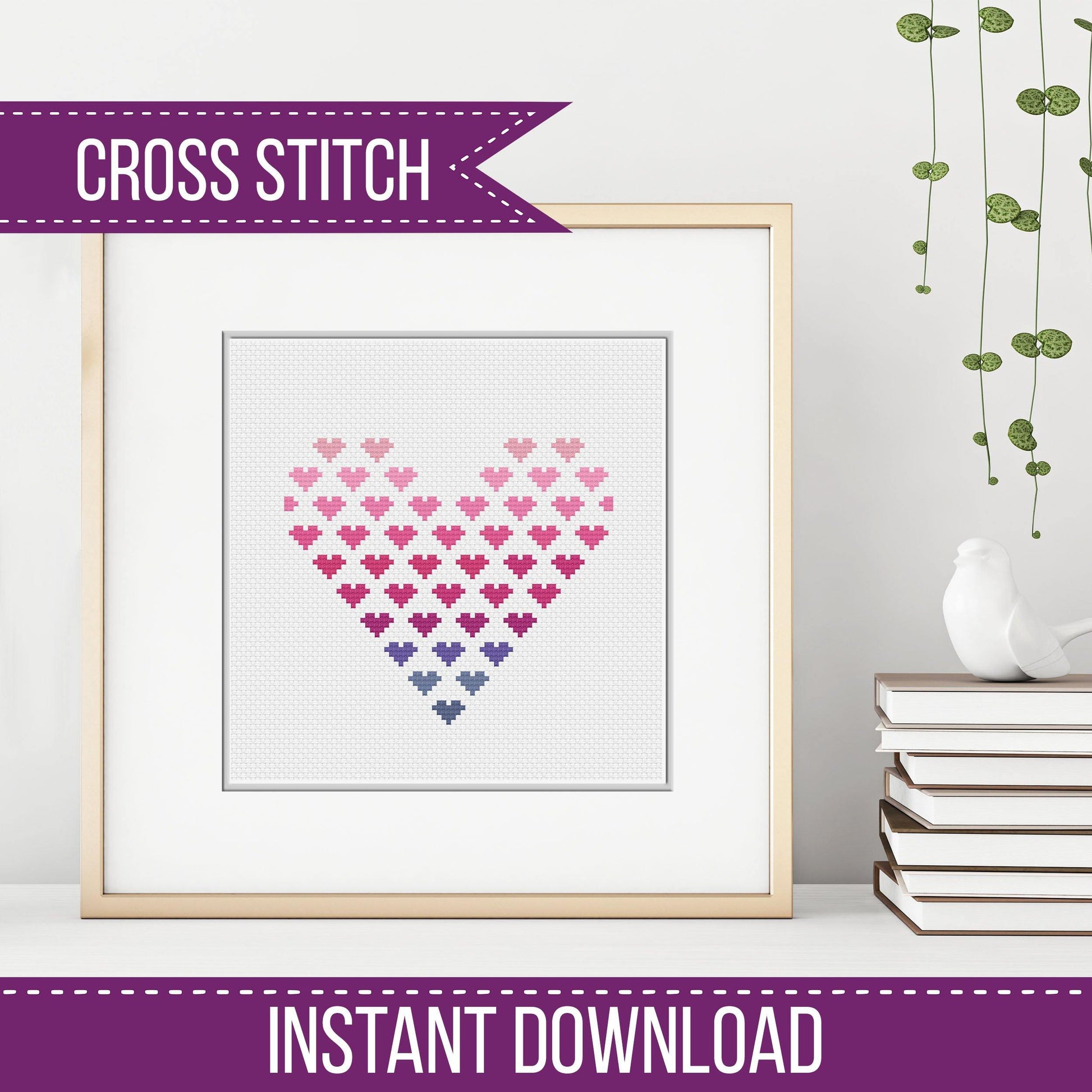Ombre Heart - Blackwork Patterns & Cross Stitch by Peppermint Purple