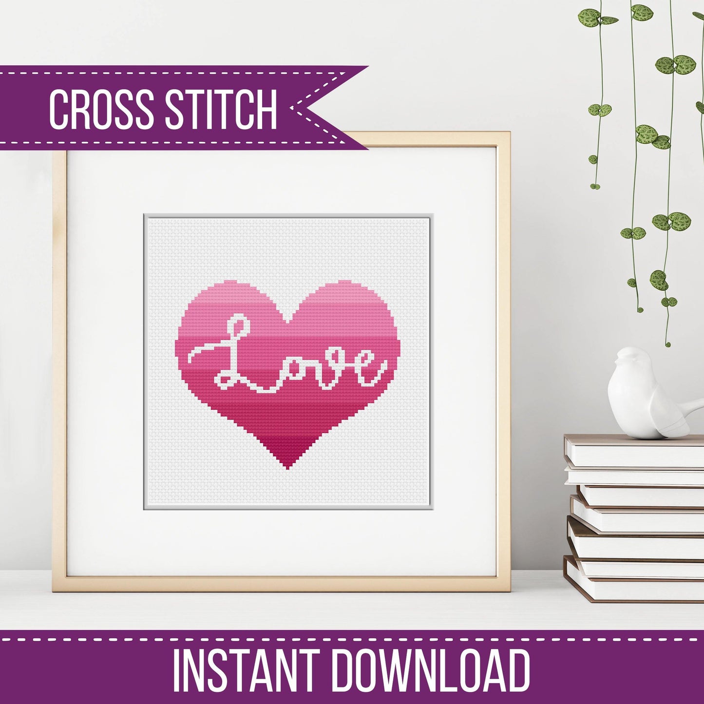 Ombre Love Heart - Blackwork Patterns & Cross Stitch by Peppermint Purple