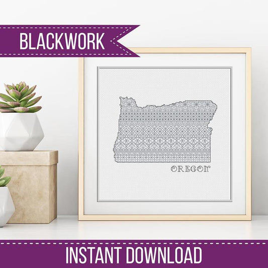 Oregon Blackwork - Blackwork Patterns & Cross Stitch by Peppermint Purple