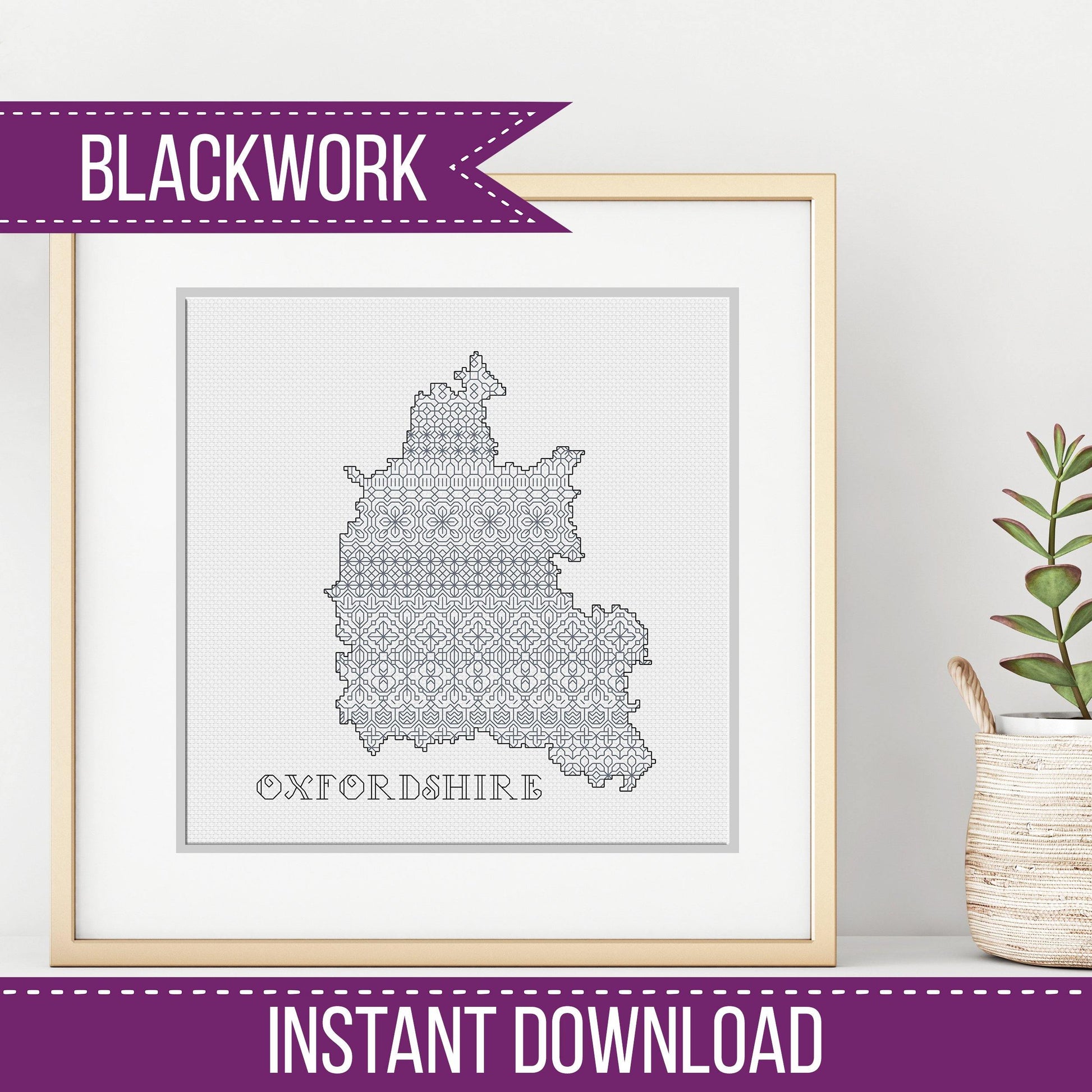 Oxfordshire Blackwork Pattern - Blackwork Patterns & Cross Stitch by Peppermint Purple