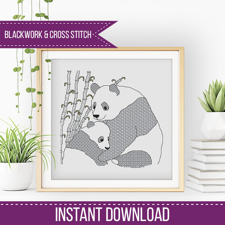 Panda Love - Blackwork Patterns & Cross Stitch by Peppermint Purple