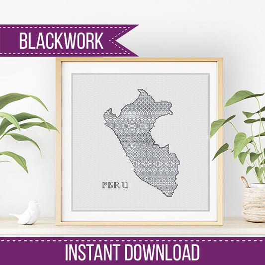 Peru Blackwork Pattern - Blackwork Patterns & Cross Stitch by Peppermint Purple