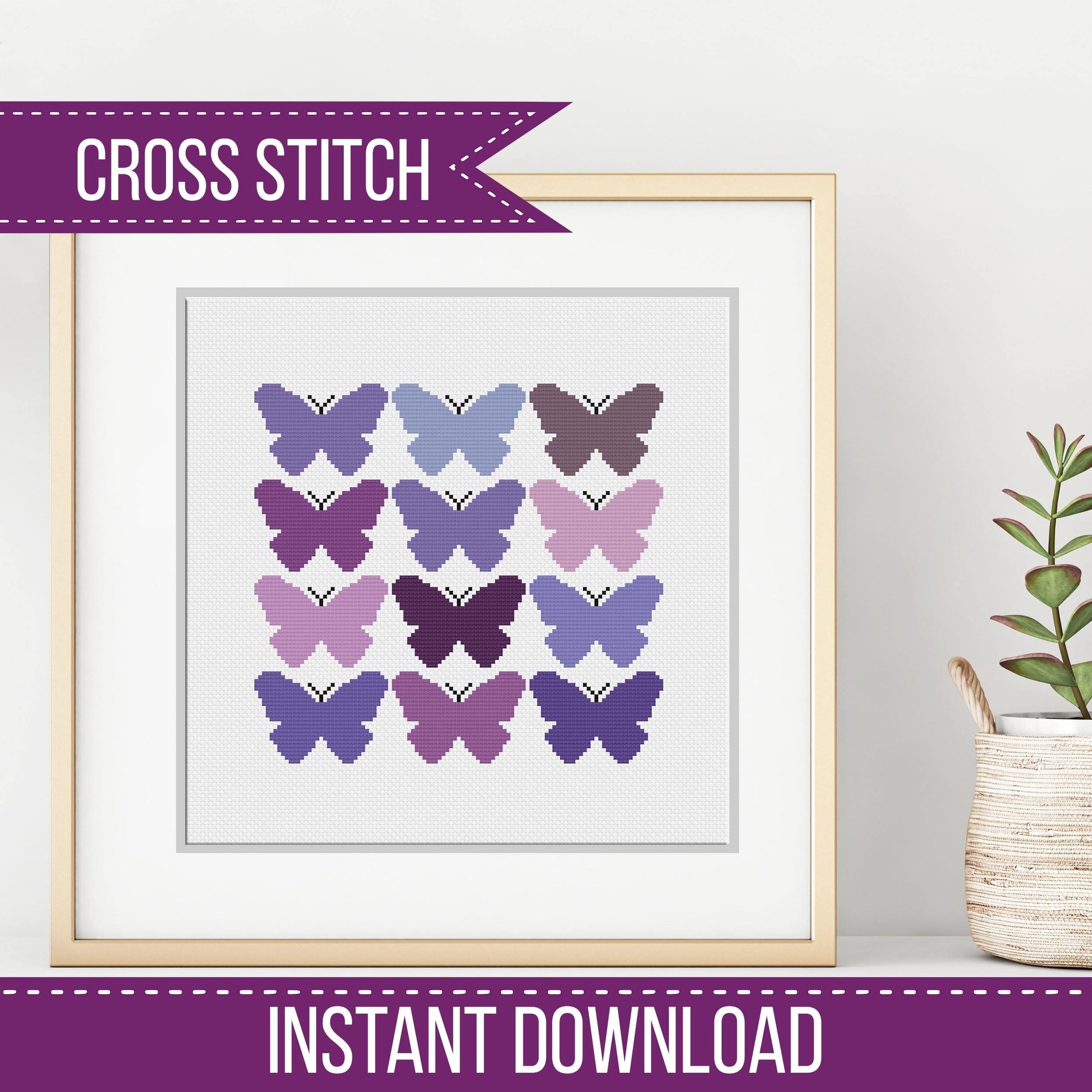 Purple Butterflies - Blackwork Patterns & Cross Stitch by Peppermint Purple