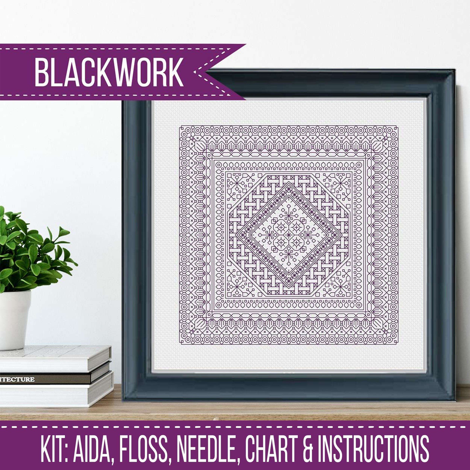 Purple Study In Colour Blackwork Kit - Blackwork Patterns & Cross Stitch by Peppermint Purple