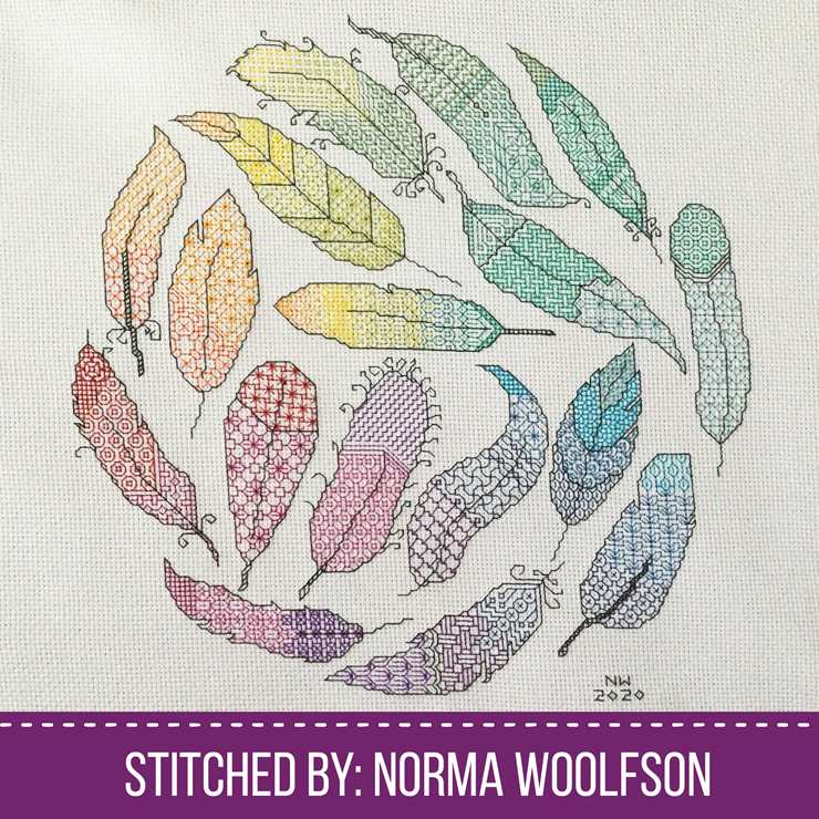 Rainbow Feathers - Blackwork Patterns & Cross Stitch by Peppermint Purple