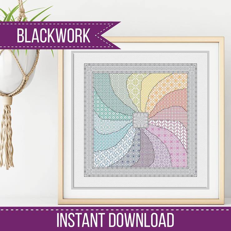 Rainbow Pinwheel - Blackwork Patterns & Cross Stitch by Peppermint Purple