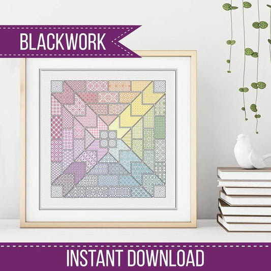 Rainbow Quilt Cross - Blackwork Patterns & Cross Stitch by Peppermint Purple