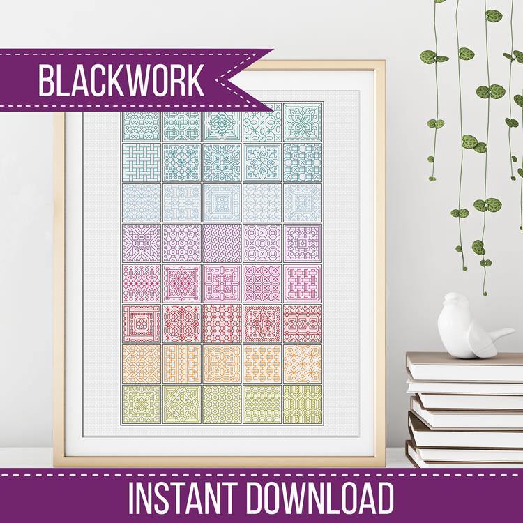 Rainbow Squares - Blackwork Patterns & Cross Stitch by Peppermint Purple