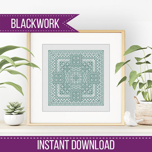 Relax in Aquamarine Blackwork - Blackwork Patterns & Cross Stitch by Peppermint Purple