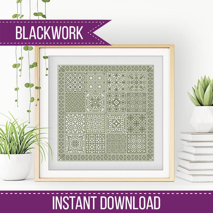 Relax in Avocado Blackwork - Blackwork Patterns & Cross Stitch by Peppermint Purple