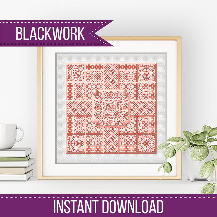 Relax in Burnt Orange Blackwork - Blackwork Patterns & Cross Stitch by Peppermint Purple