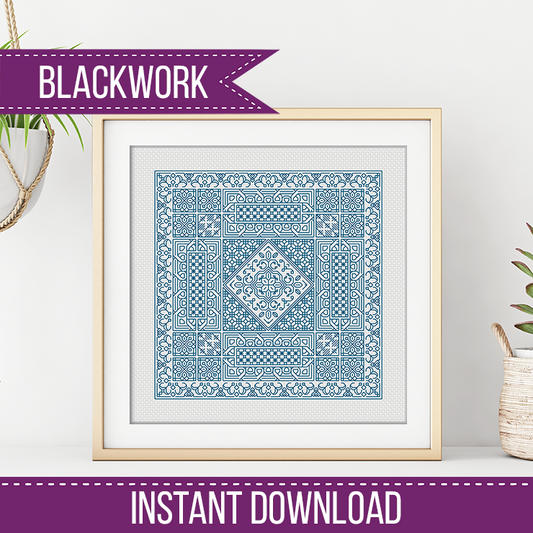 Relax in Dark Peacock Blackwork - Blackwork Patterns & Cross Stitch by Peppermint Purple