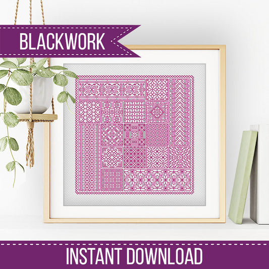 Relax in Plum Blackwork - Blackwork Patterns & Cross Stitch by Peppermint Purple