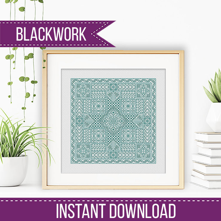 Relax in Teal Blackwork - Blackwork Patterns & Cross Stitch by Peppermint Purple