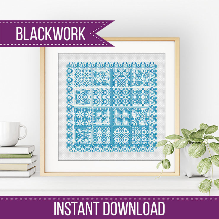 Relax in Turquoise Blackwork - Blackwork Patterns & Cross Stitch by Peppermint Purple