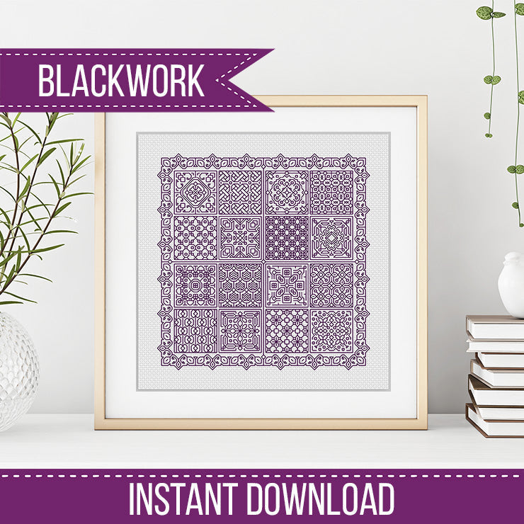 Relax in Violet Blackwork - Blackwork Patterns & Cross Stitch by Peppermint Purple