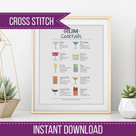 Rum Cocktails - Blackwork Patterns & Cross Stitch by Peppermint Purple