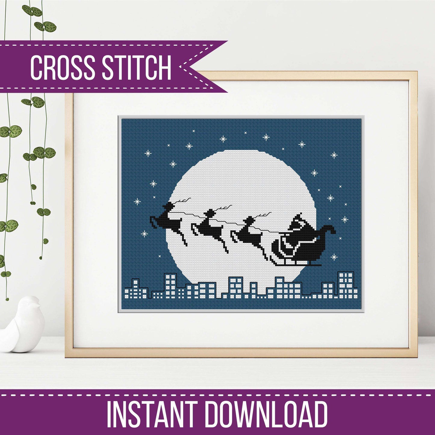 Santas Sleigh - Blackwork Patterns & Cross Stitch by Peppermint Purple