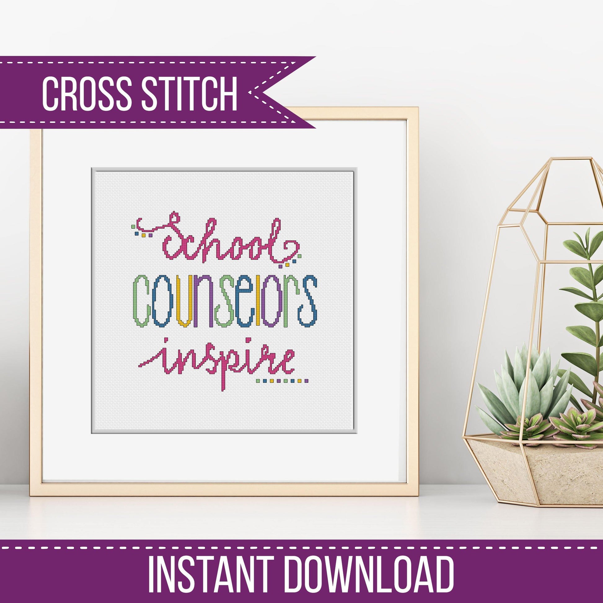 School Counselors Inspire - Blackwork Patterns & Cross Stitch by Peppermint Purple