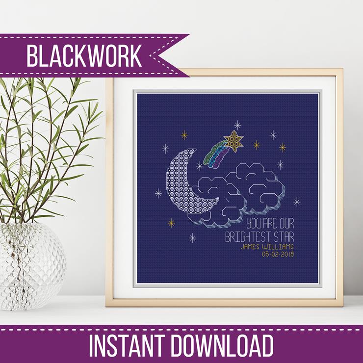 Shooting Star Blackwork - Blackwork Patterns & Cross Stitch by Peppermint Purple