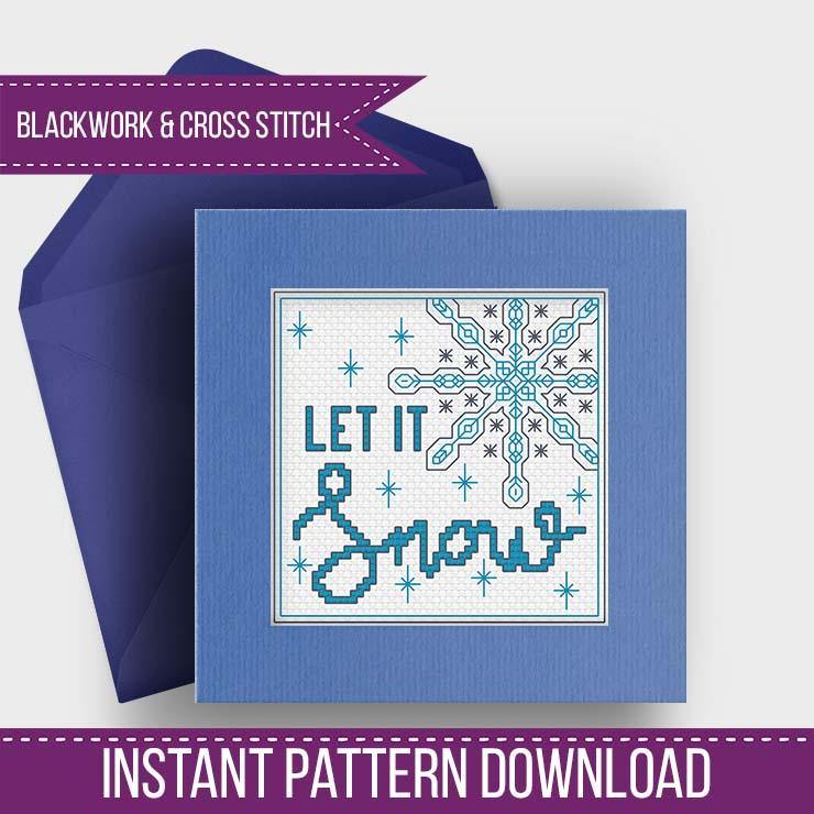 Snowflake Card - Blackwork Patterns & Cross Stitch by Peppermint Purple