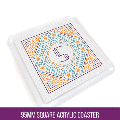 Square Coaster Blank - Blackwork Patterns & Cross Stitch by Peppermint Purple