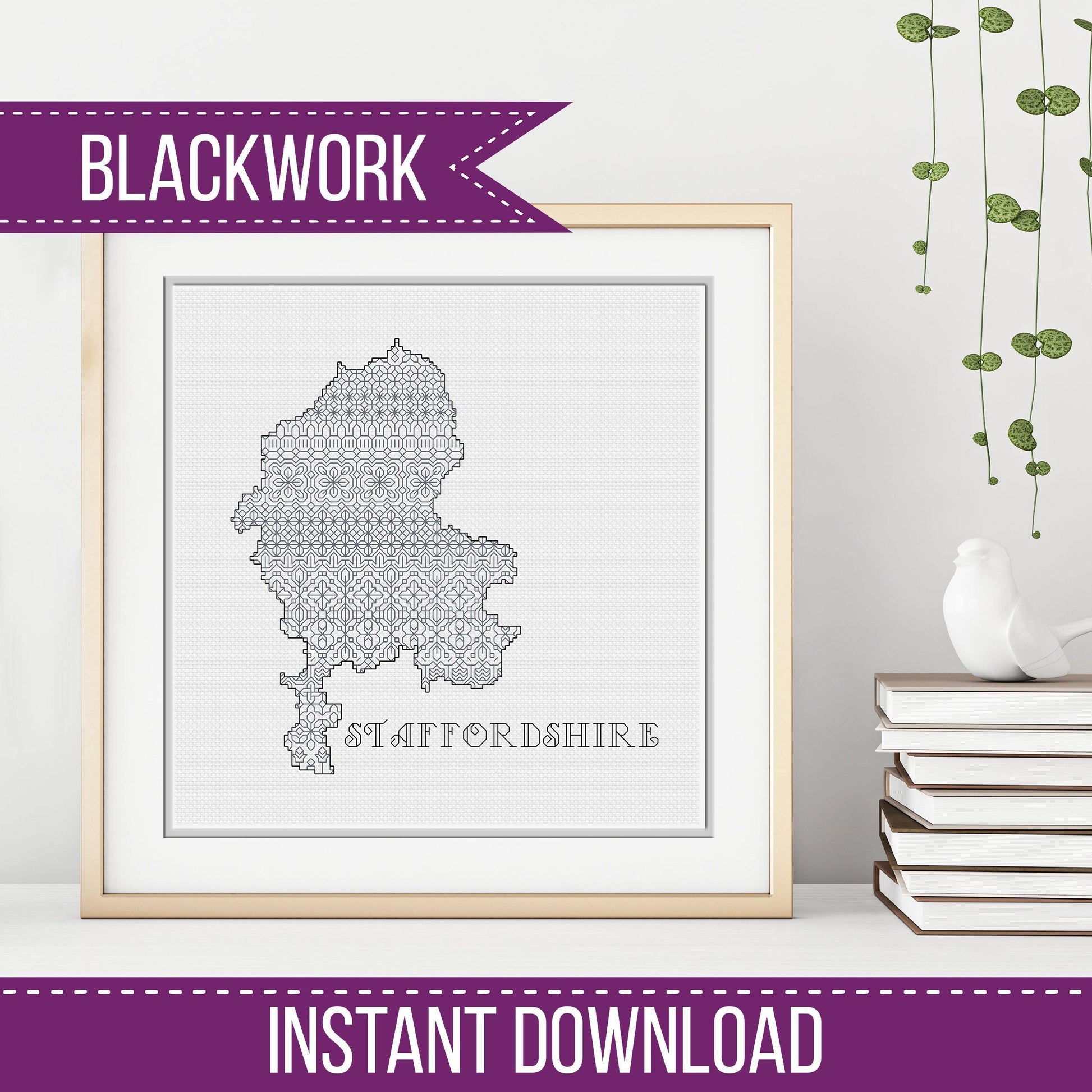 Staffordshire - Blackwork Patterns & Cross Stitch by Peppermint Purple