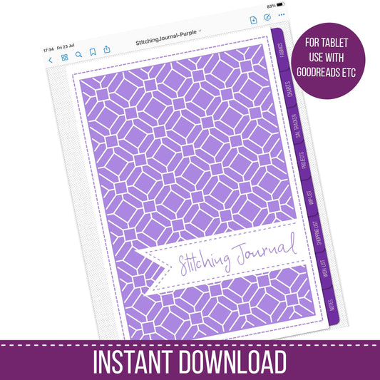 Stitching Journal - DIGITAL for Goodnotes etc - Blackwork Patterns & Cross Stitch by Peppermint Purple