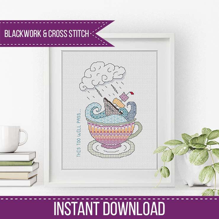 Storm in A Teacup - Blackwork Patterns & Cross Stitch by Peppermint Purple