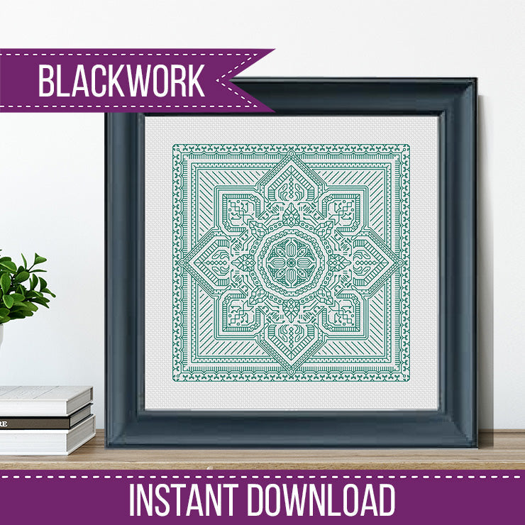 Study In Aquamarine Blackwork - Blackwork Patterns & Cross Stitch by Peppermint Purple