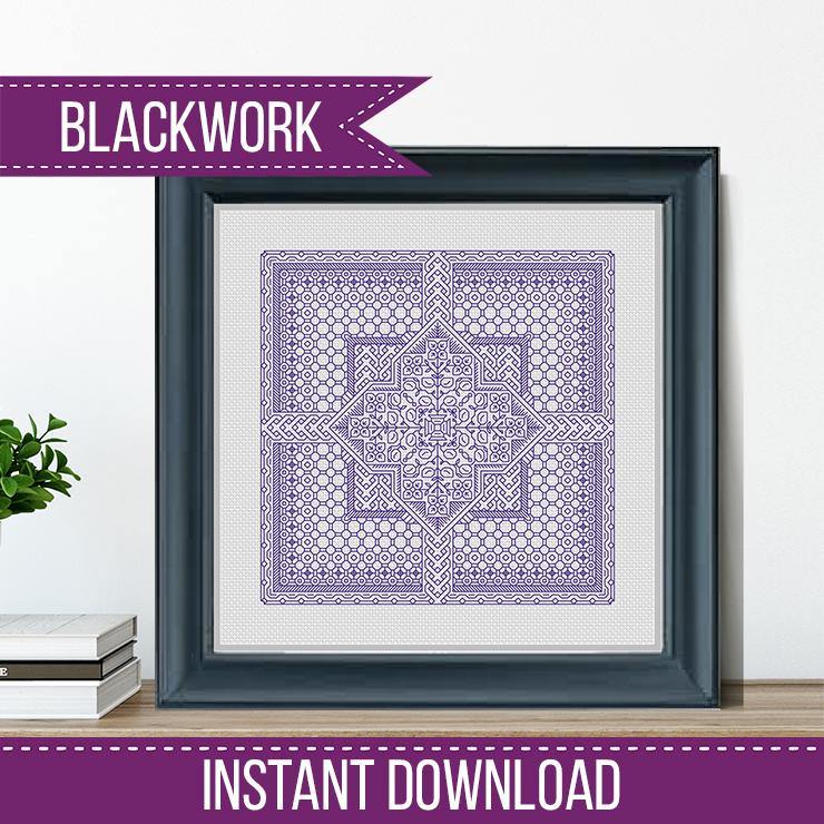 Study In Blue Violet Blackwork - Blackwork Patterns & Cross Stitch by Peppermint Purple