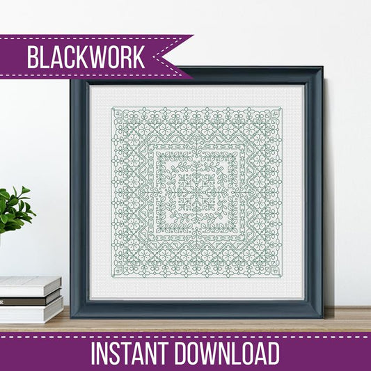 Study In Celadon Blackwork - Blackwork Patterns & Cross Stitch by Peppermint Purple