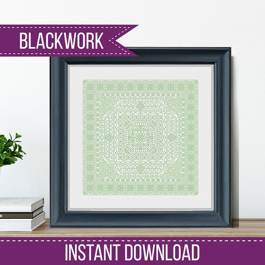 Study In Chartreuse Blackwork - Blackwork Patterns & Cross Stitch by Peppermint Purple