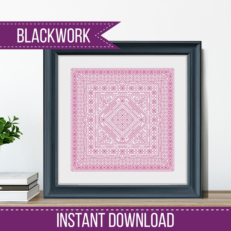 Study In Cyclamen Blackwork - Blackwork Patterns & Cross Stitch by Peppermint Purple