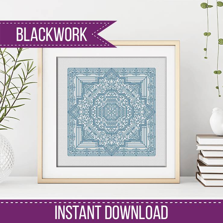 Study In Dark Peacock Blackwork - Blackwork Patterns & Cross Stitch by Peppermint Purple