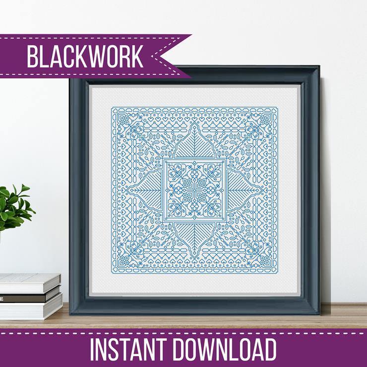 Study In Electric Blue Blackwork - Blackwork Patterns & Cross Stitch by Peppermint Purple