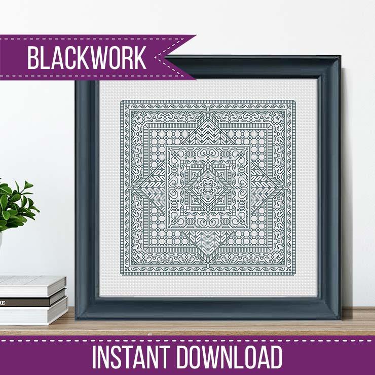 Study In Grey Green Blackwork - Blackwork Patterns & Cross Stitch by Peppermint Purple