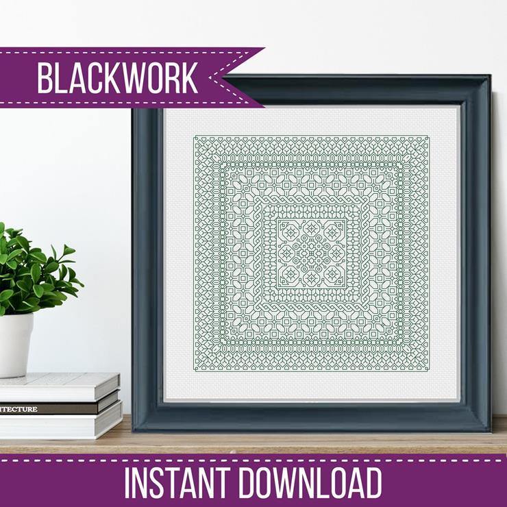 Study In Jade Blackwork - Blackwork Patterns & Cross Stitch by Peppermint Purple