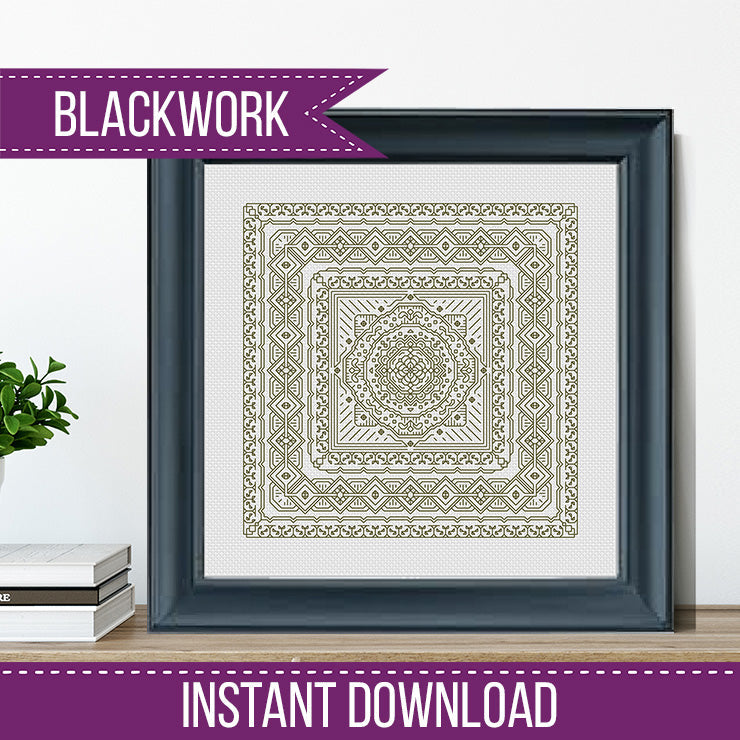 Study In Khaki Green Blackwork - Blackwork Patterns & Cross Stitch by Peppermint Purple