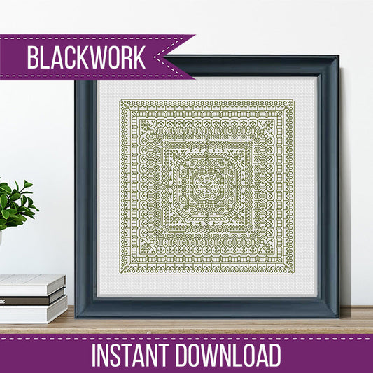 Study In Moss Green Blackwork - Blackwork Patterns & Cross Stitch by Peppermint Purple