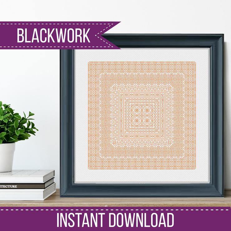 Study In Tangerine Blackwork - Blackwork Patterns & Cross Stitch by Peppermint Purple