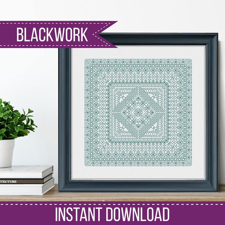 Study In Teal Blackwork - Blackwork Patterns & Cross Stitch by Peppermint Purple