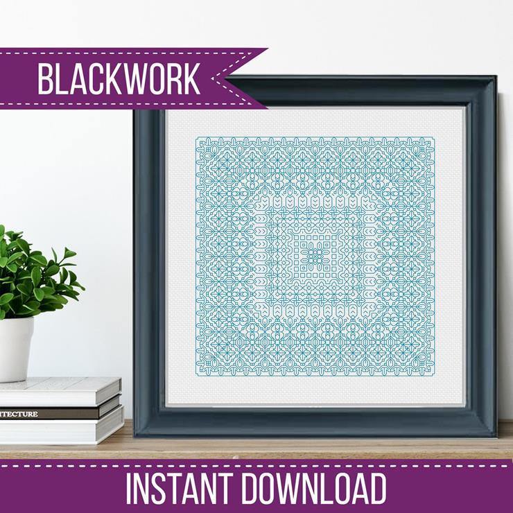 Study In Turquoise Blackwork - Blackwork Patterns & Cross Stitch by Peppermint Purple