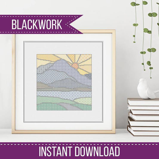 Sunny Mountains - Blackwork Patterns & Cross Stitch by Peppermint Purple